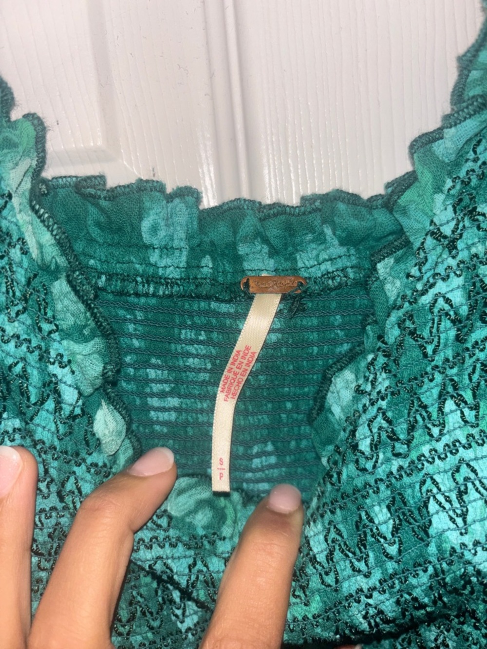 Free People Teal Green Embroidered Sleeveless Dress